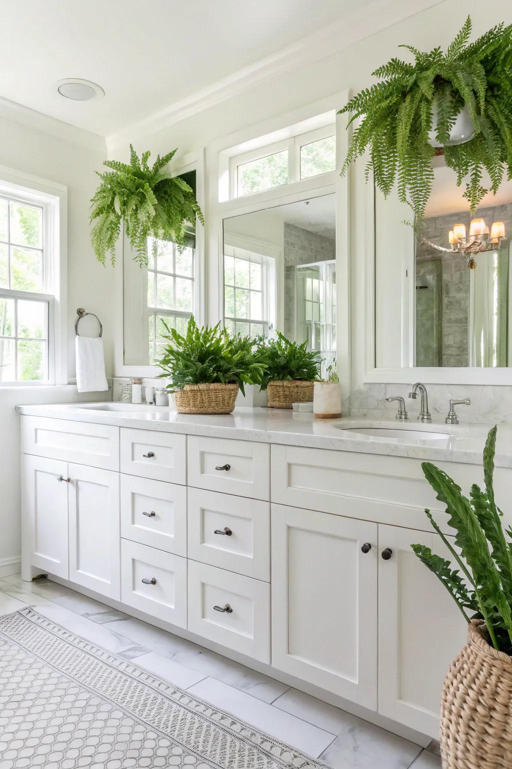 Classic white cabinets offer timeless versatility.