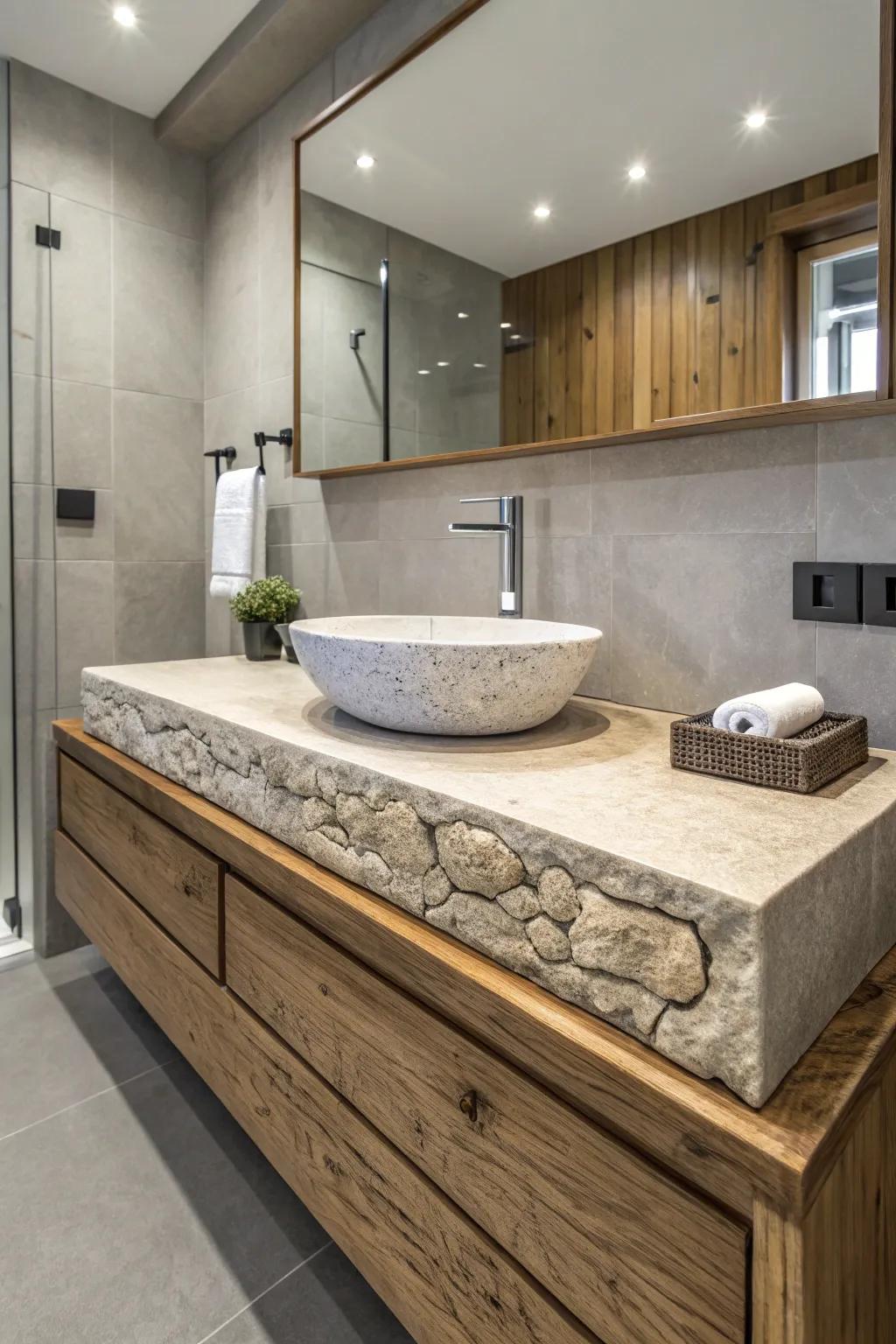 Layered countertops add depth and intrigue.