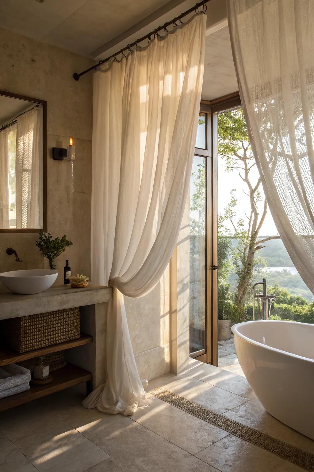 Sheer materials forge a spa-like, relaxing atmosphere in your washroom.