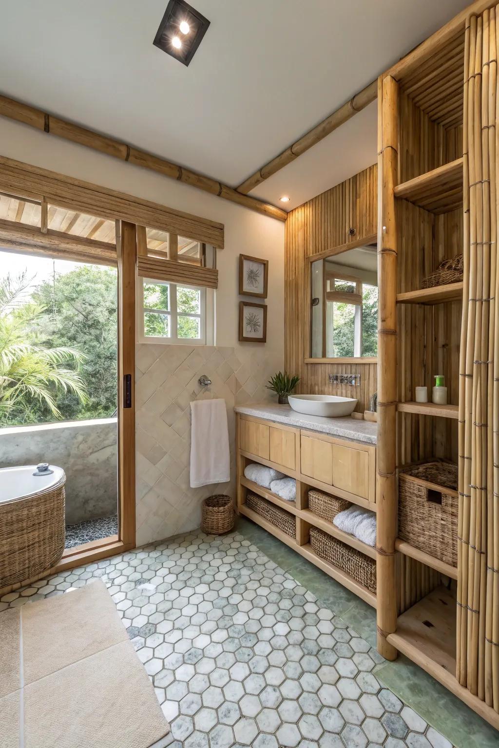 An eco-conscious lavatory arrangement that blends sustainability with style.