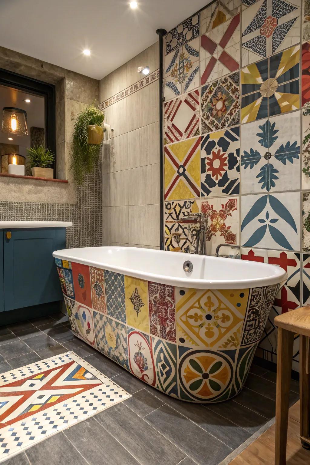 Make an artistic statement with creative tile mixes.