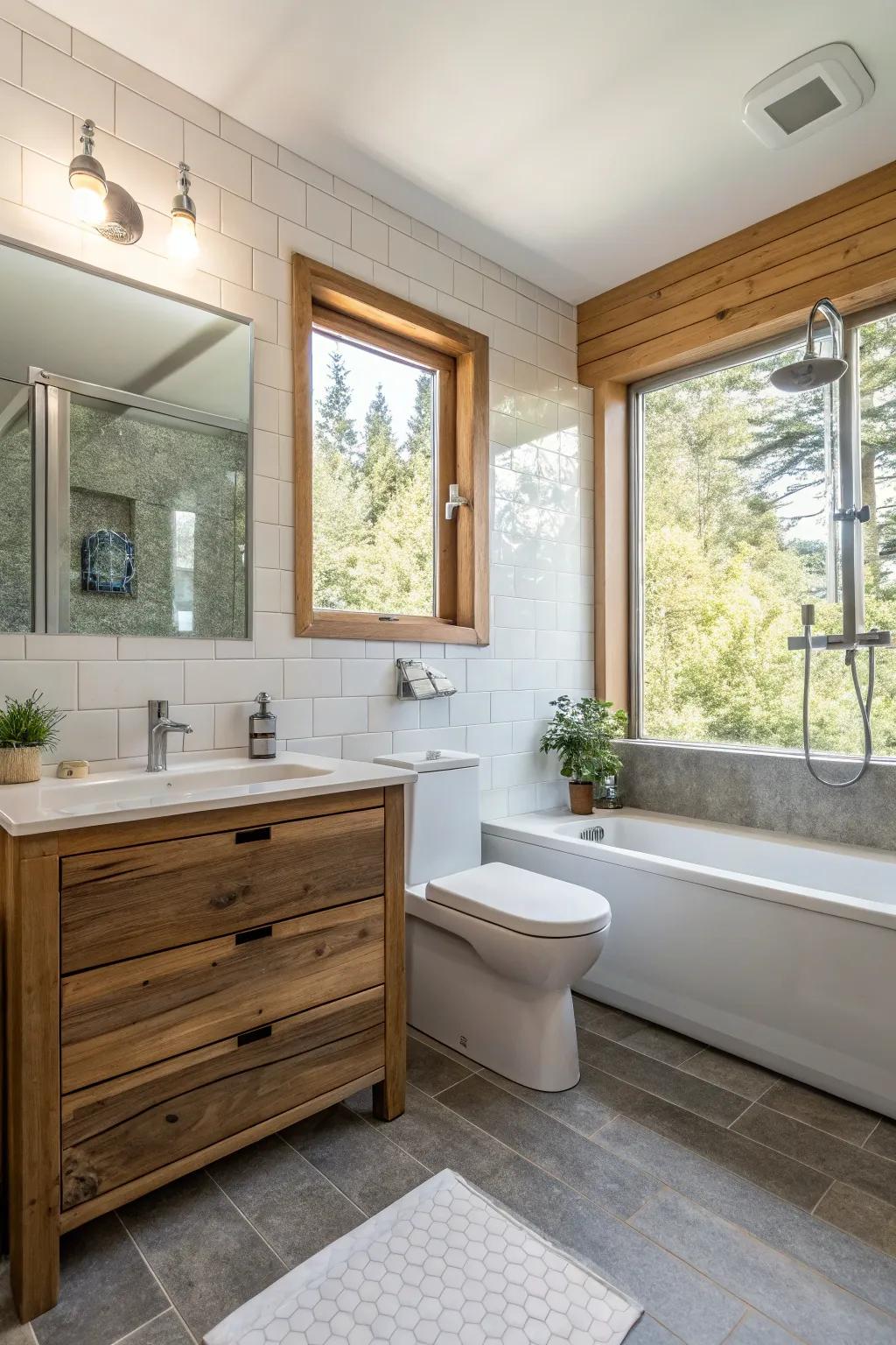 Eco choices conjure a harmonious and sustainable bathroom.