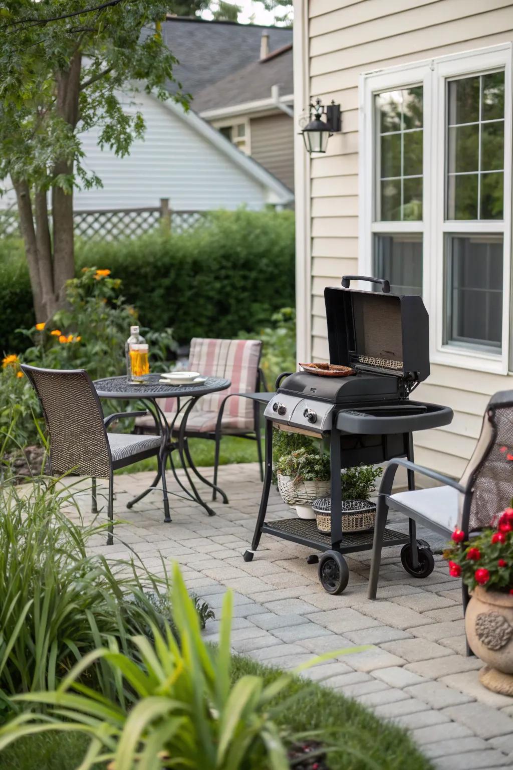 A moveable grill cart gives options and ease for your BBQ patio.