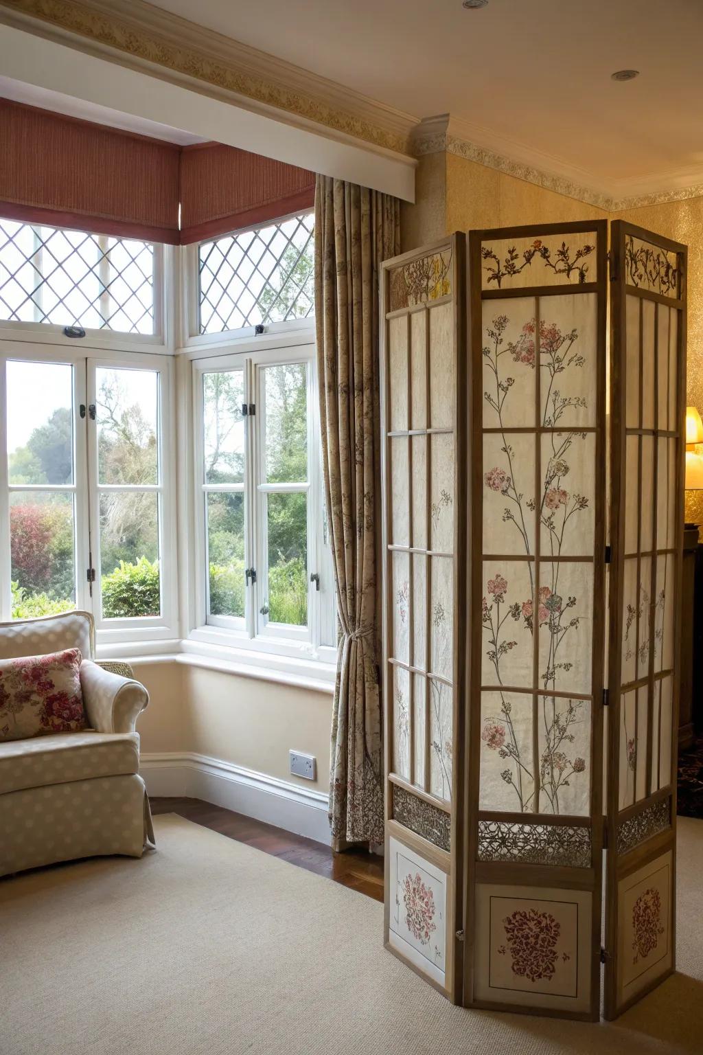 Enjoy enhanced privacy with an elegant folding screen.