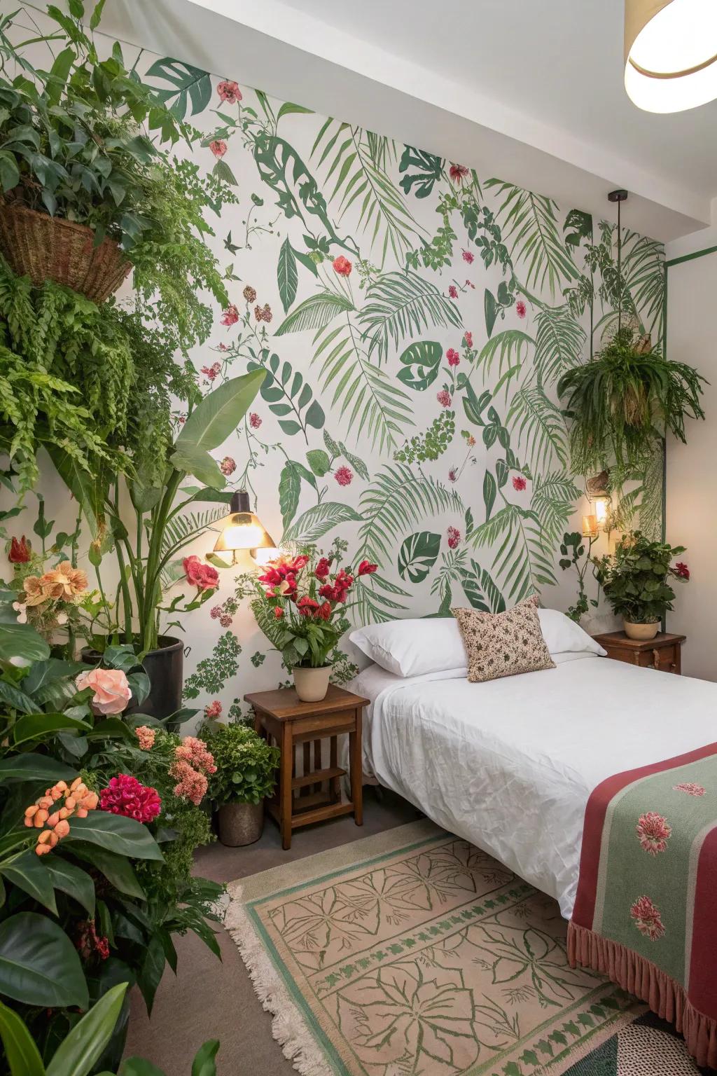 Verdant imagery seamlessly integrates the outdoors with your interior.