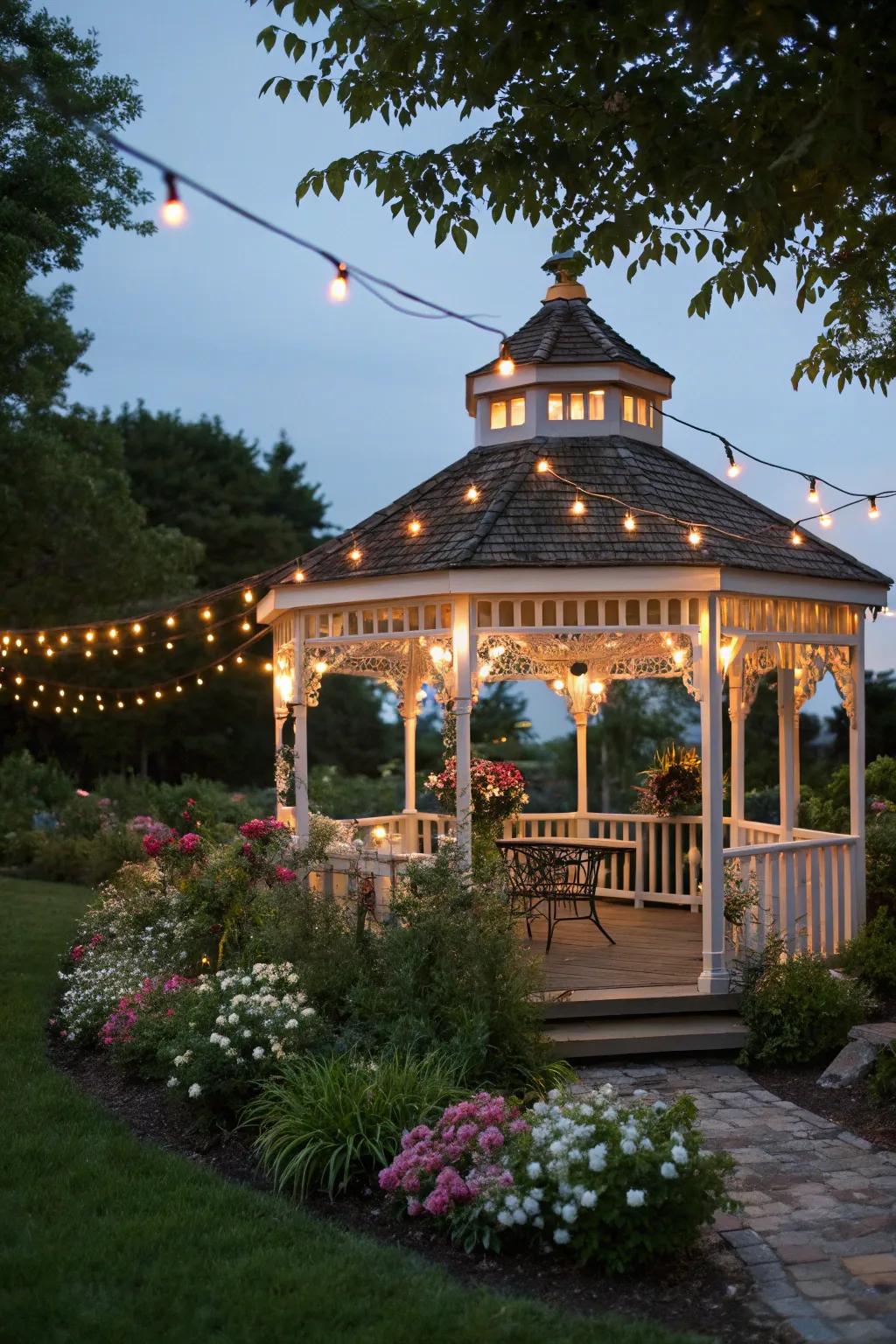 Bistro lights generate a balmy, inviting bistro sensation.