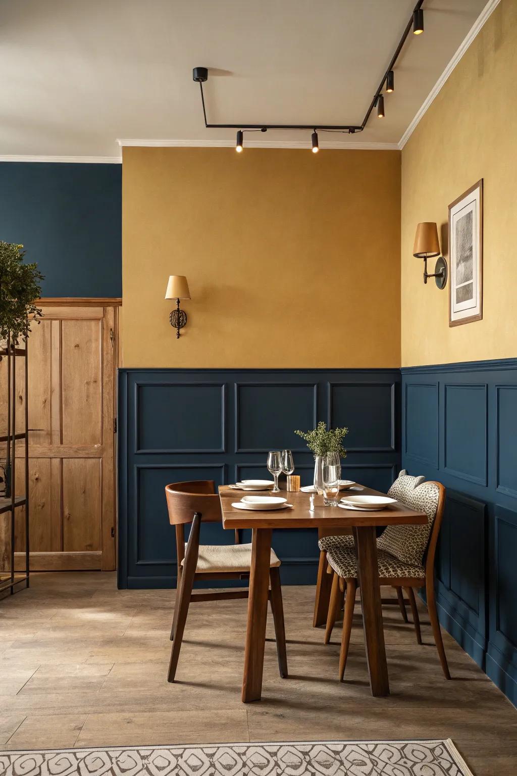 Incorporate visual interest using a dual-tone paint application.