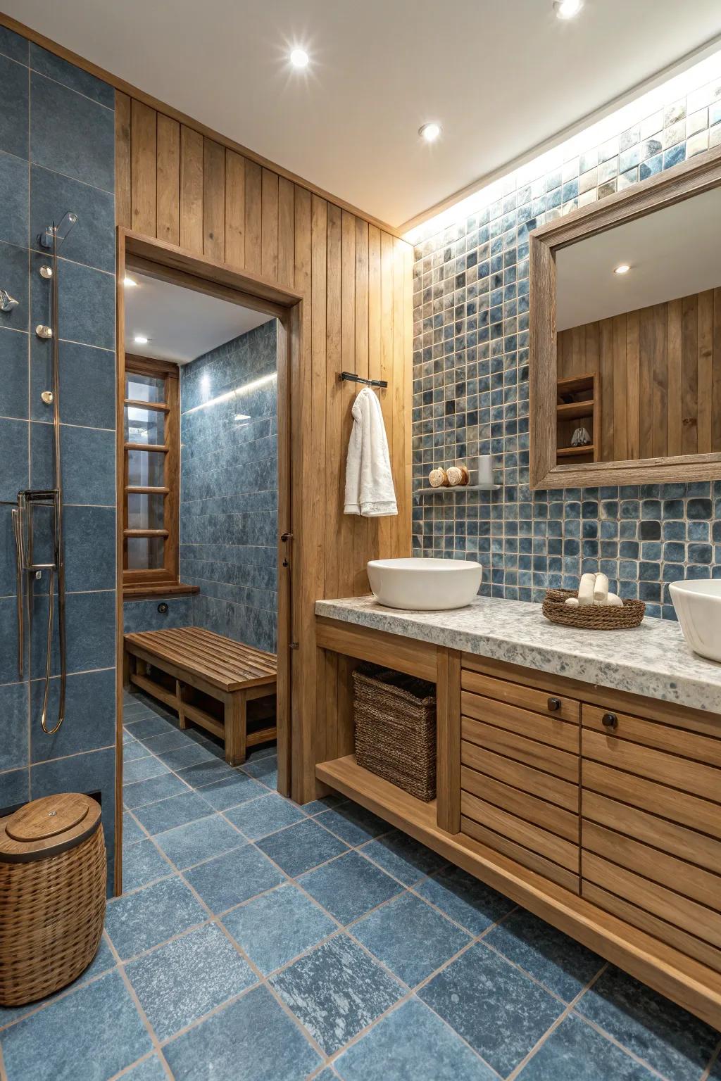 Genuine rock-impression units include heat and a touch of nature to your washroom.