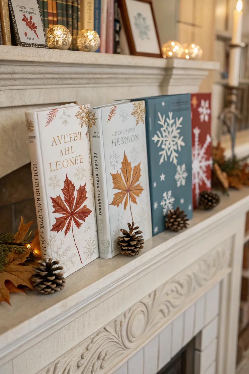 Holiday tome coverings give celebratory beauty to your decor.