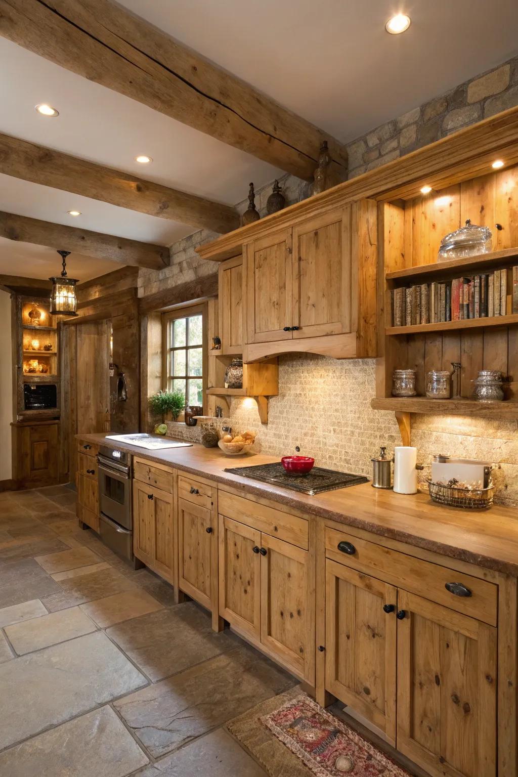 Native timber grains proffer a snug, countryside allure.