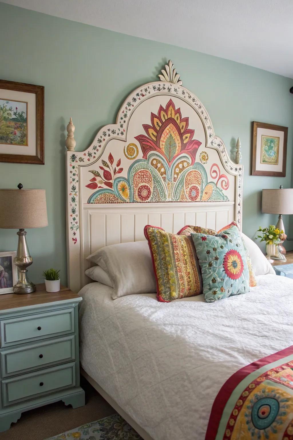 A painted faux headboard adds style without the expense.
