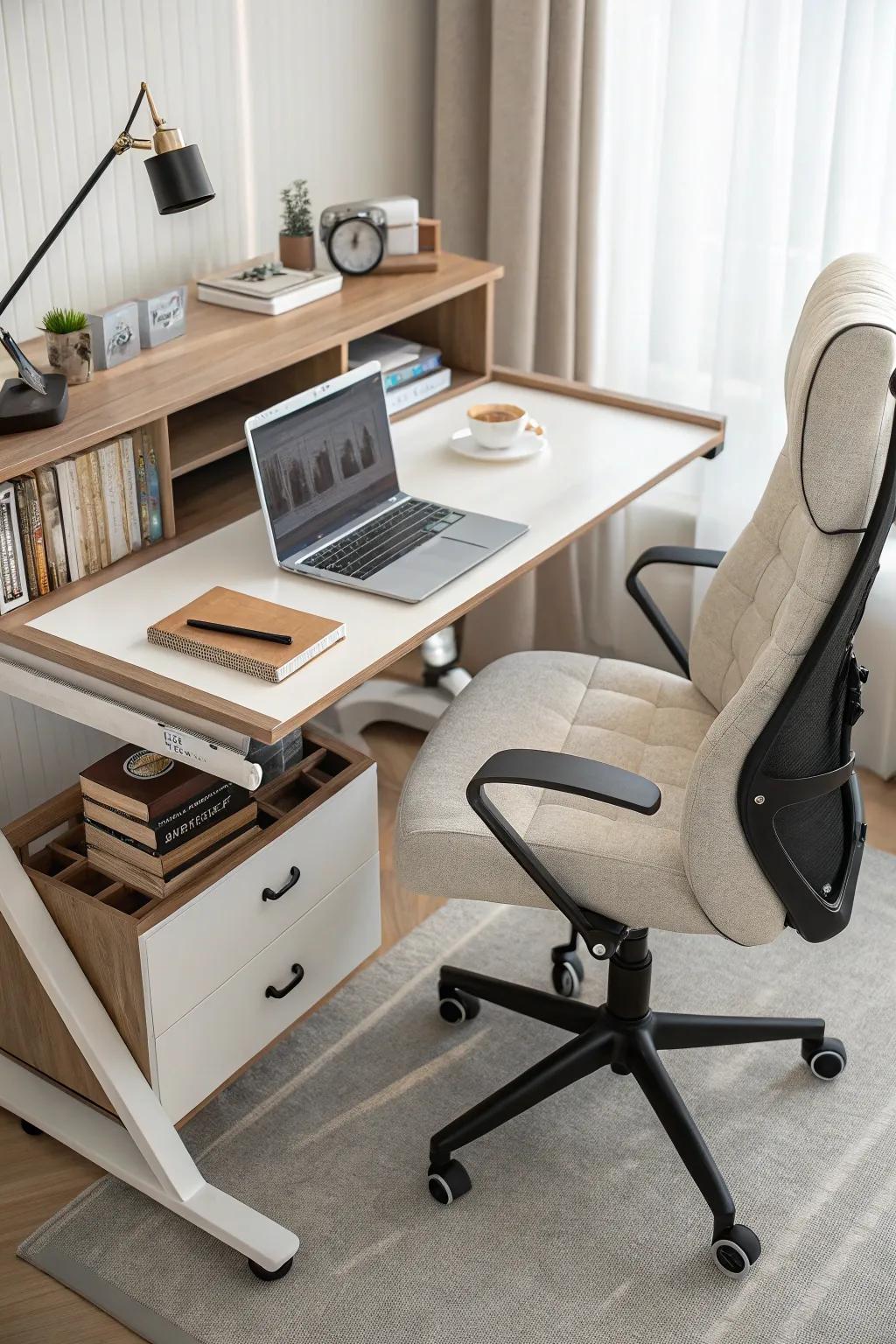 An ergonomically designed desk for ultimate comfort.