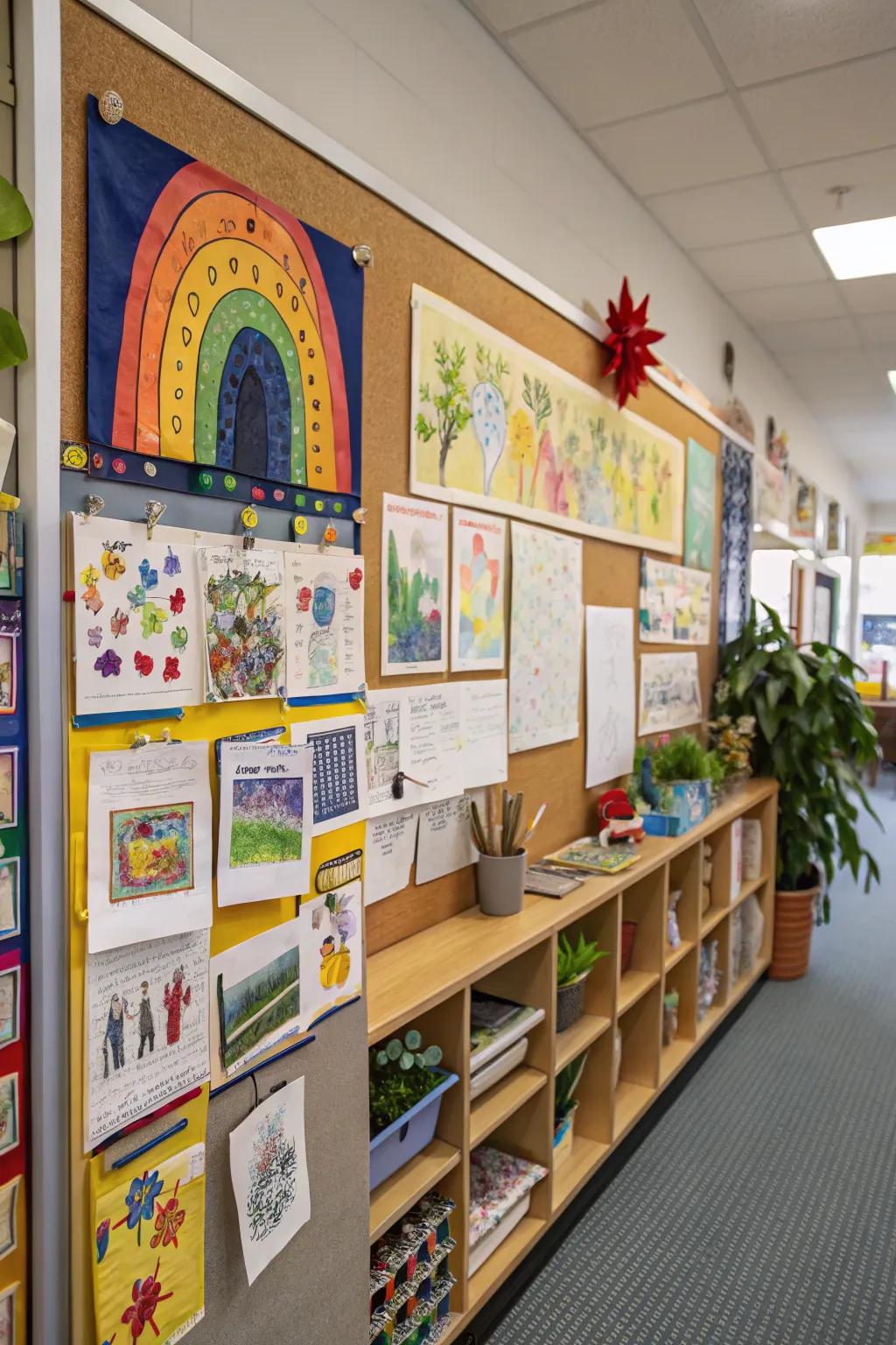 A creative corner surface showcasing learner creativity.