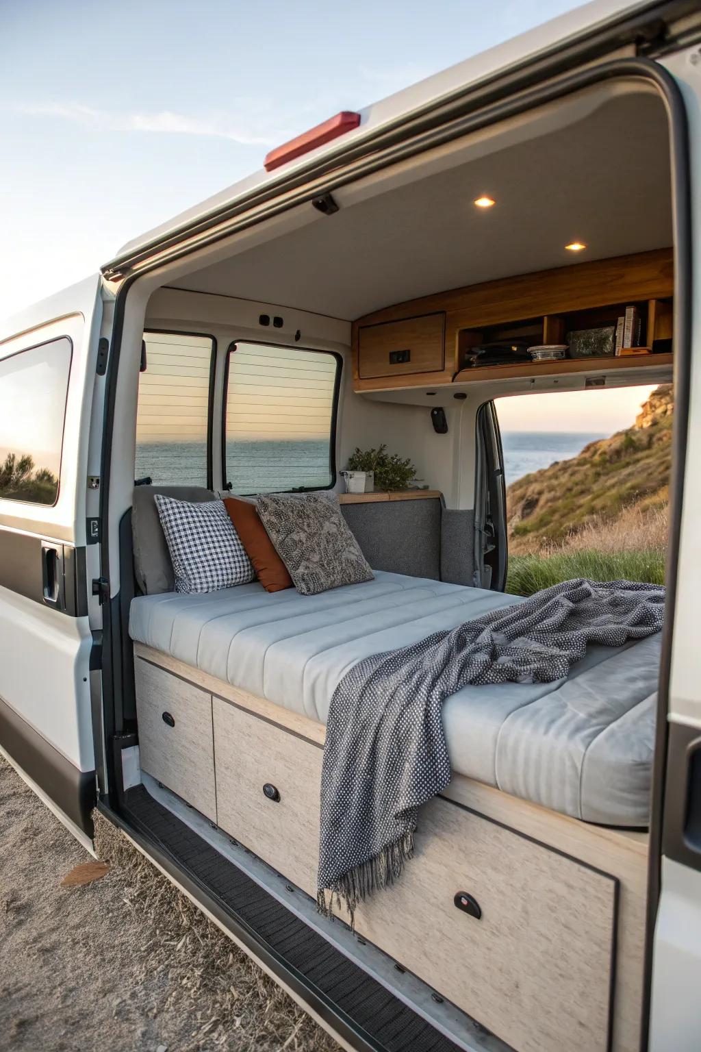 Bench seat beds provide a practical and economical solution for van conversions.