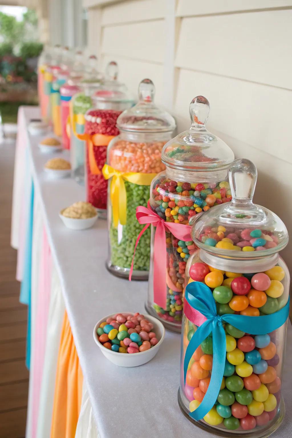 Bands can unify your candy buffet’s theme effortlessly.