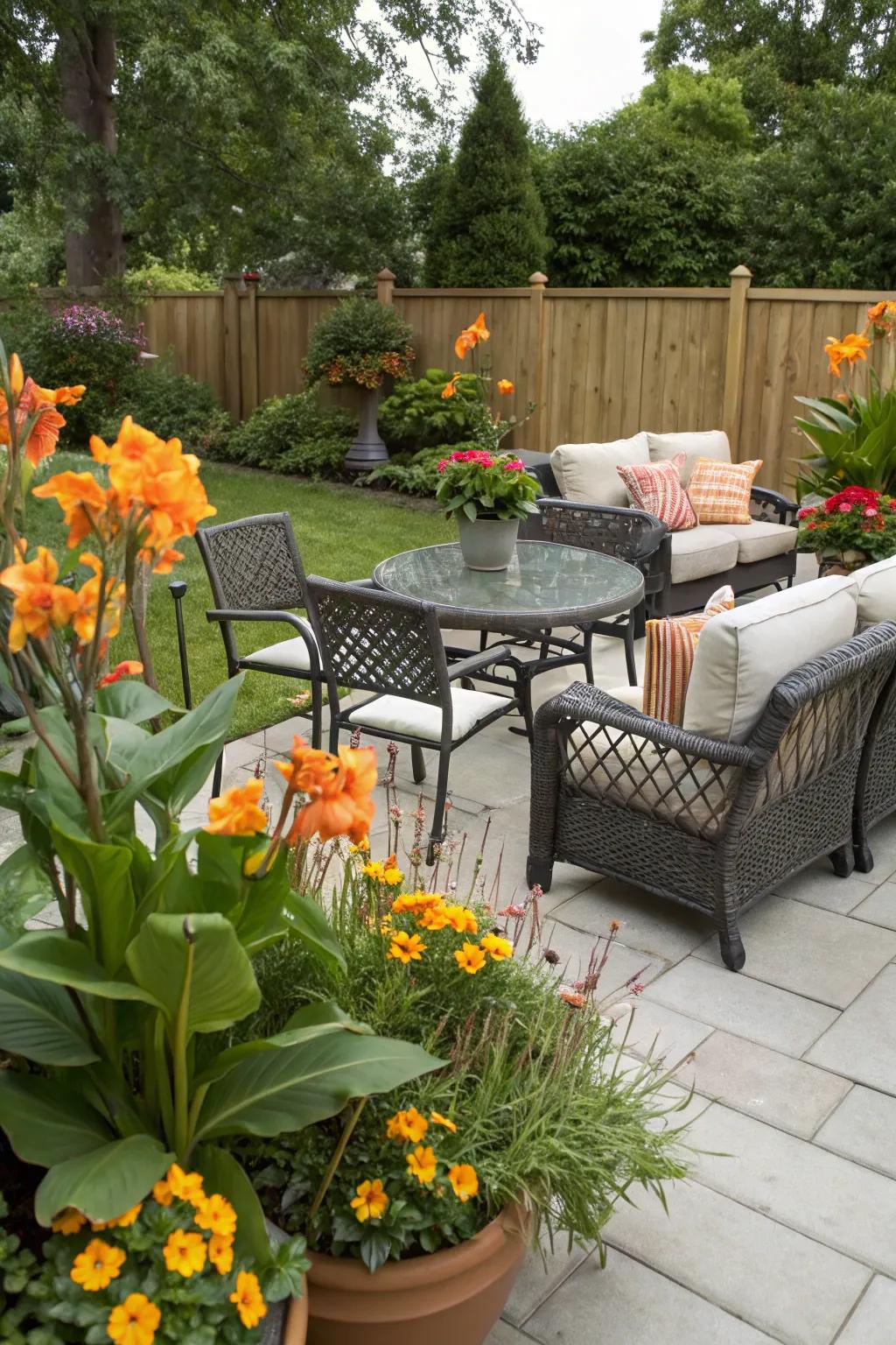 Enhance your deck with potted blooming sticks.