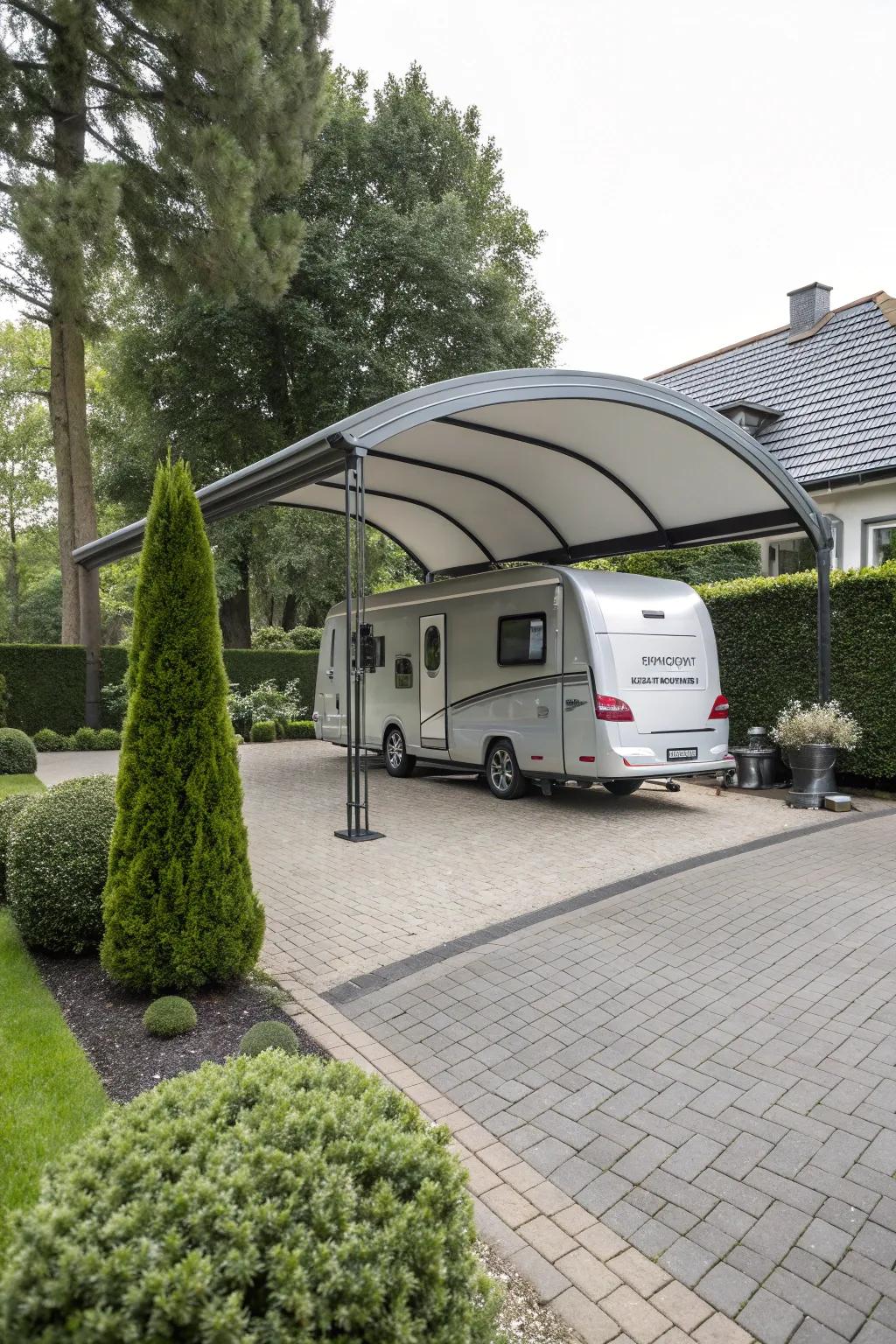 Arched tops bring sophistication to shelter design.