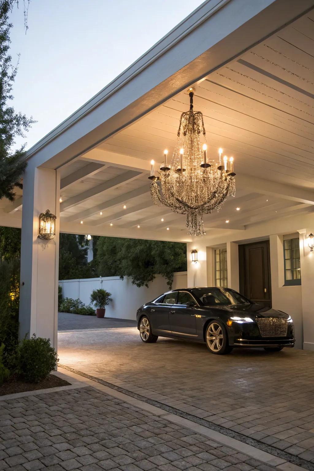 Elegant Illumination adds sophistication to your carport.