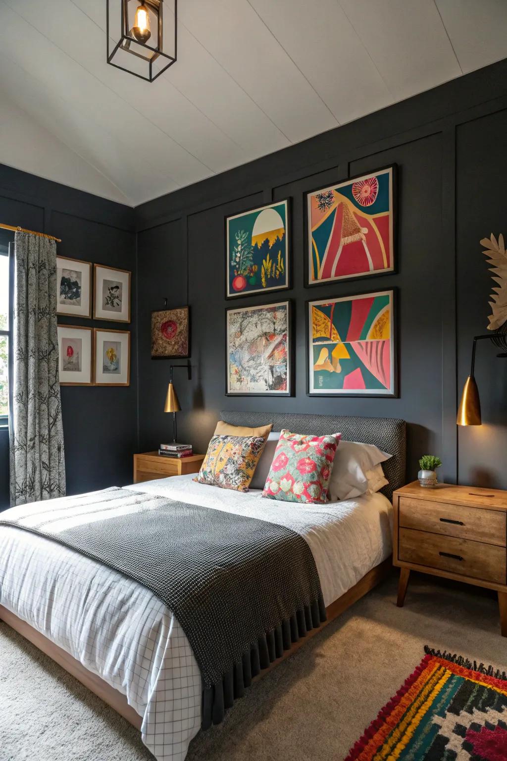 Eye-catching art injects color and flair onto ash walls.