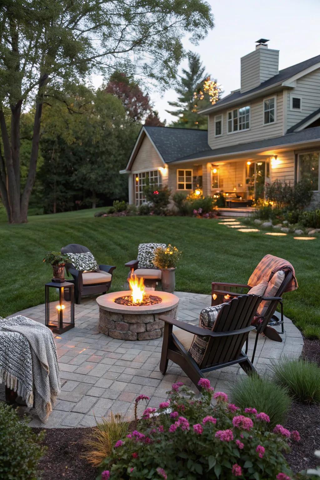 A bonfire spot establishes a welcoming location for leisure and gatherings.