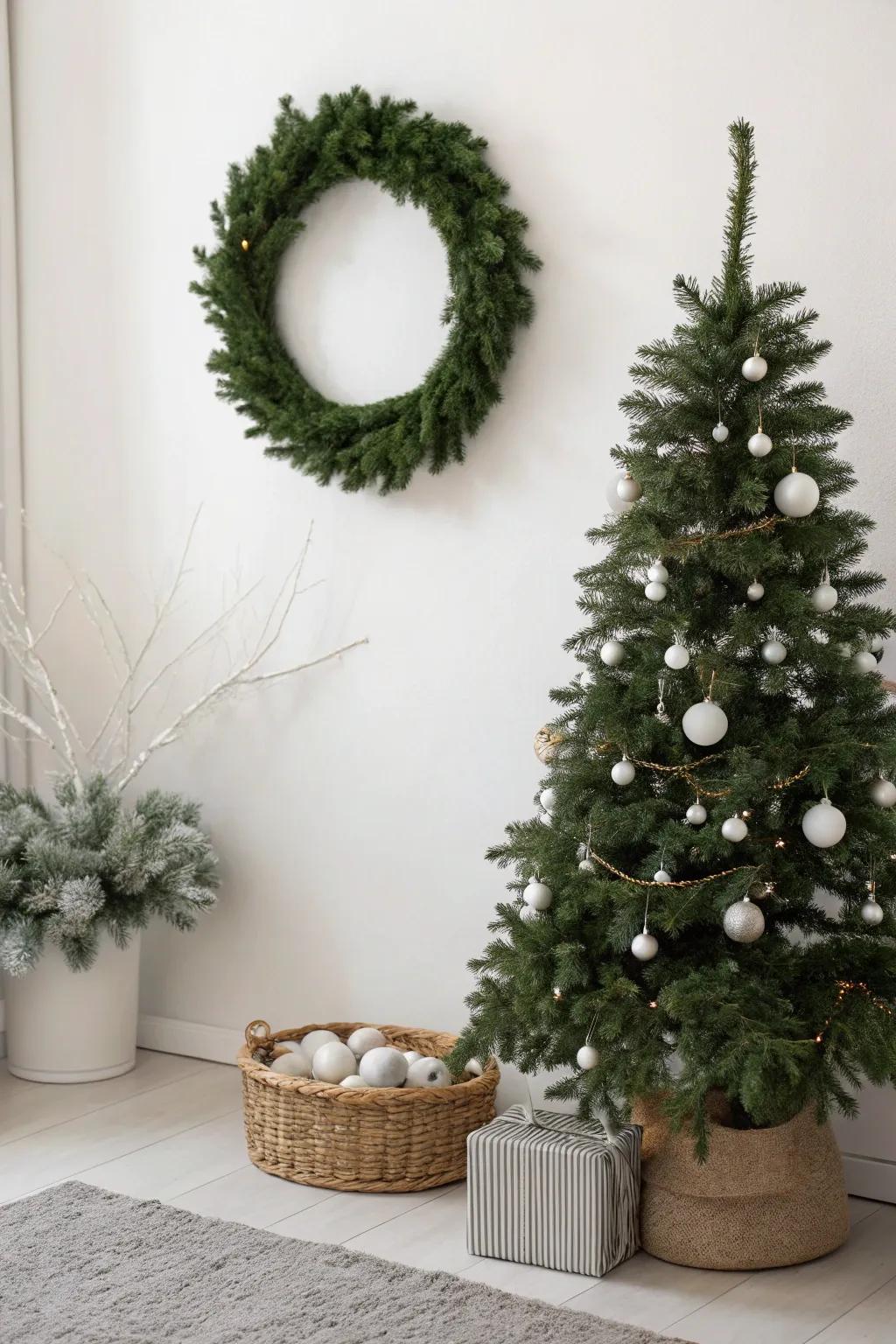 A minimalist approach to holiday decor that emphasizes simplicity and elegance.