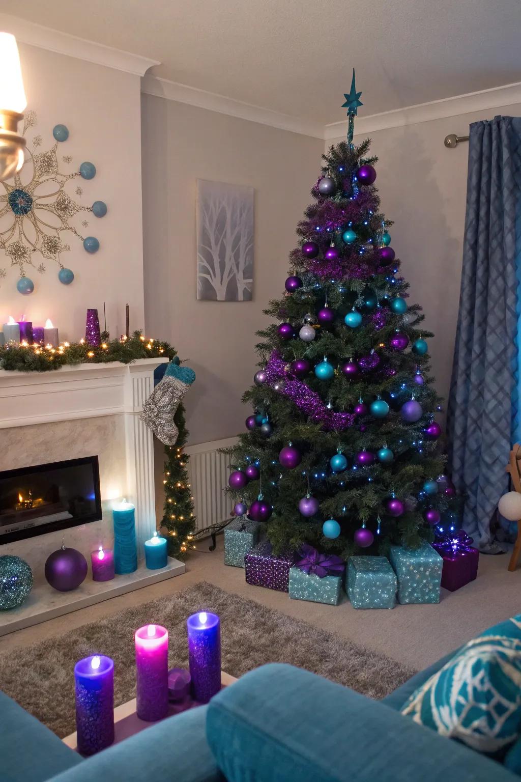 Unforeseen tones append a contemporary modification to traditional Christmas decorations.