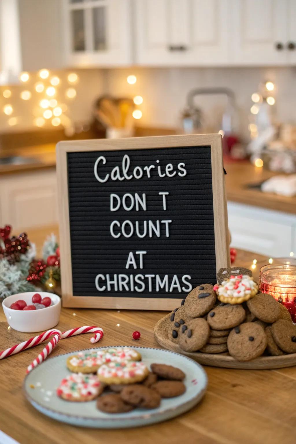 An amusing board commemorating holiday overindulgence.