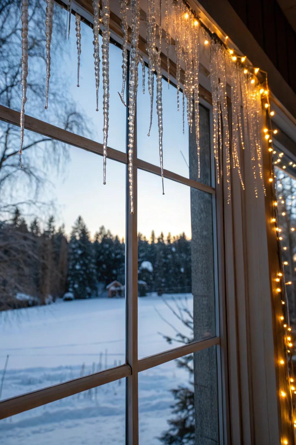 Icicle lights replicate nature’s frost, establishing an enchanting spectacle.