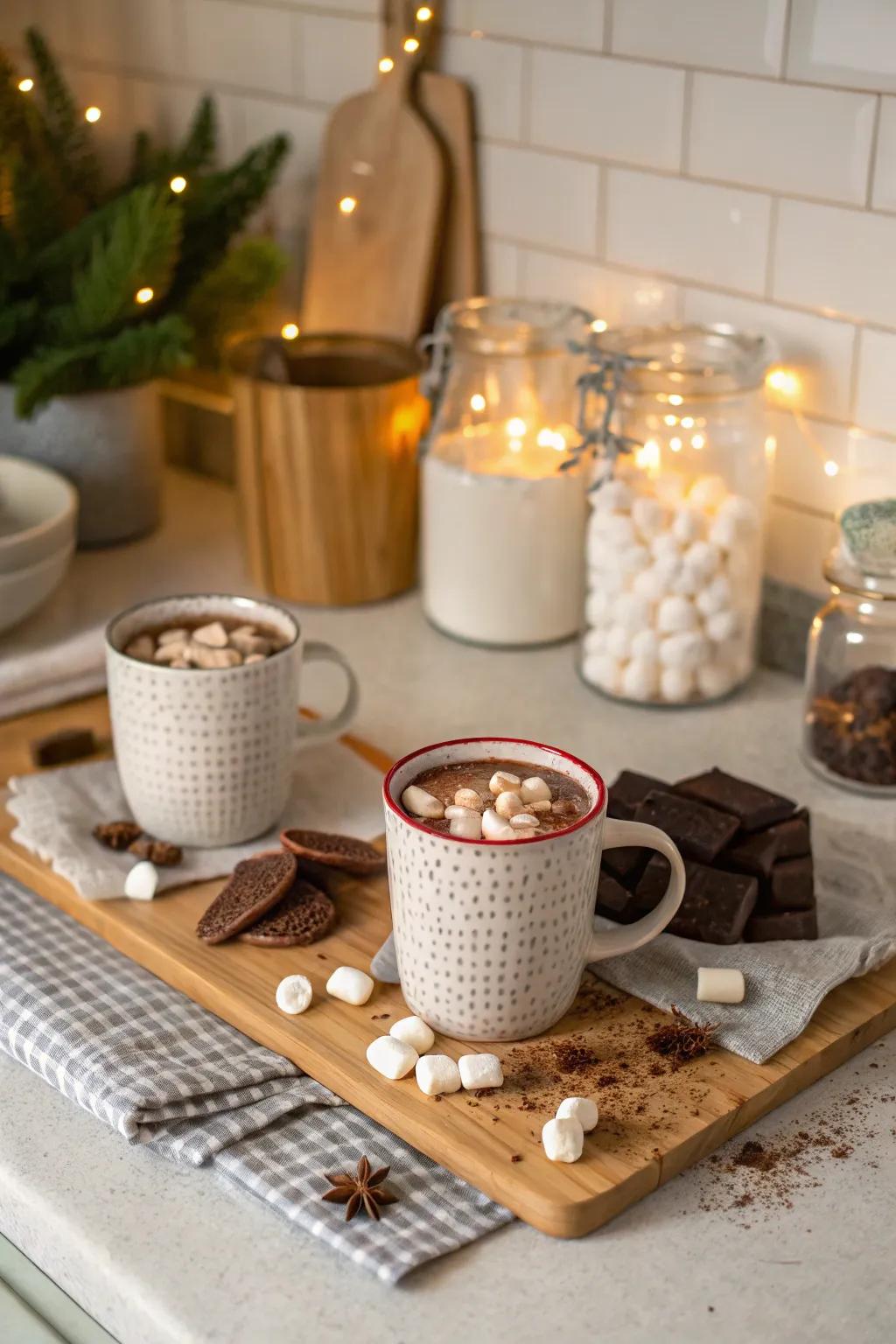 Cozy up with a hot chocolate station.