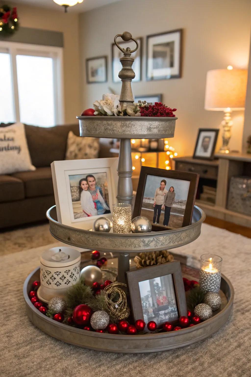 Individualized elements make this multi-level display truly unique.
