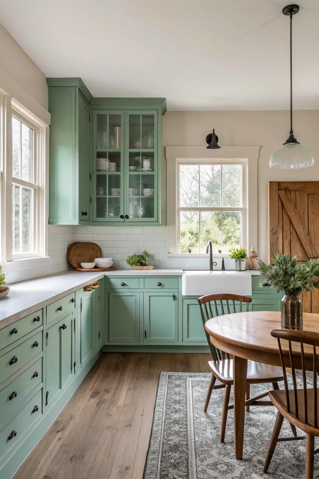Deepwater glass green gives a subtle splash of coastal color.