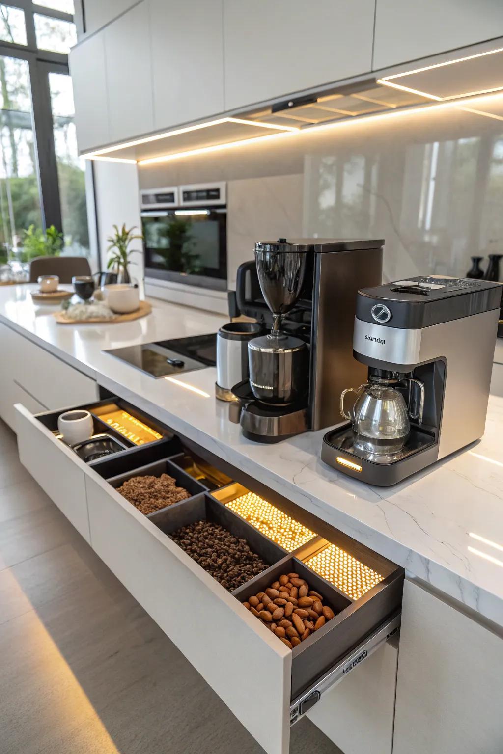LED illumination injects functionality and atmosphere into your coffee drawer.