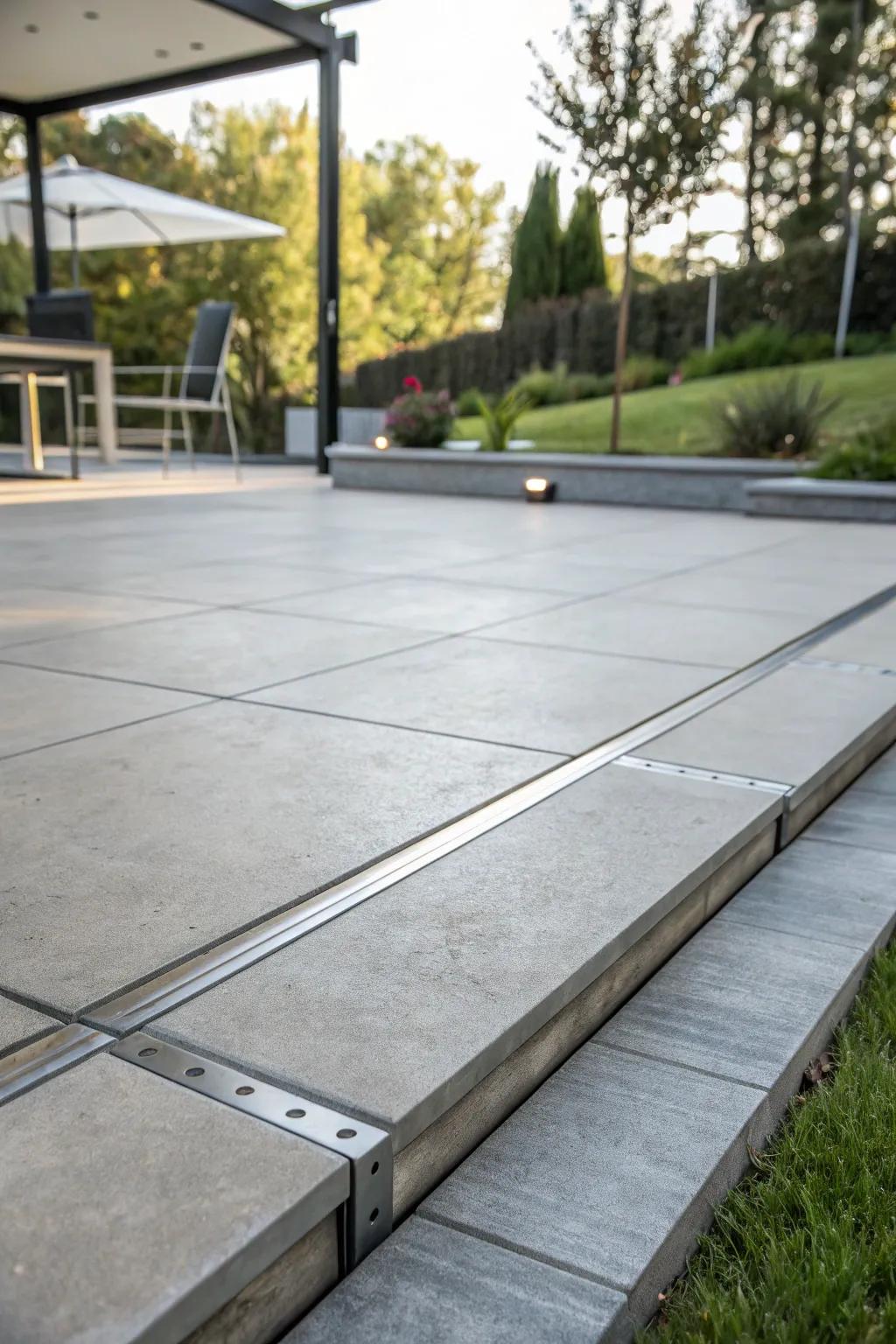 Metal borders deliver a sleek, contemporary edge to patios.