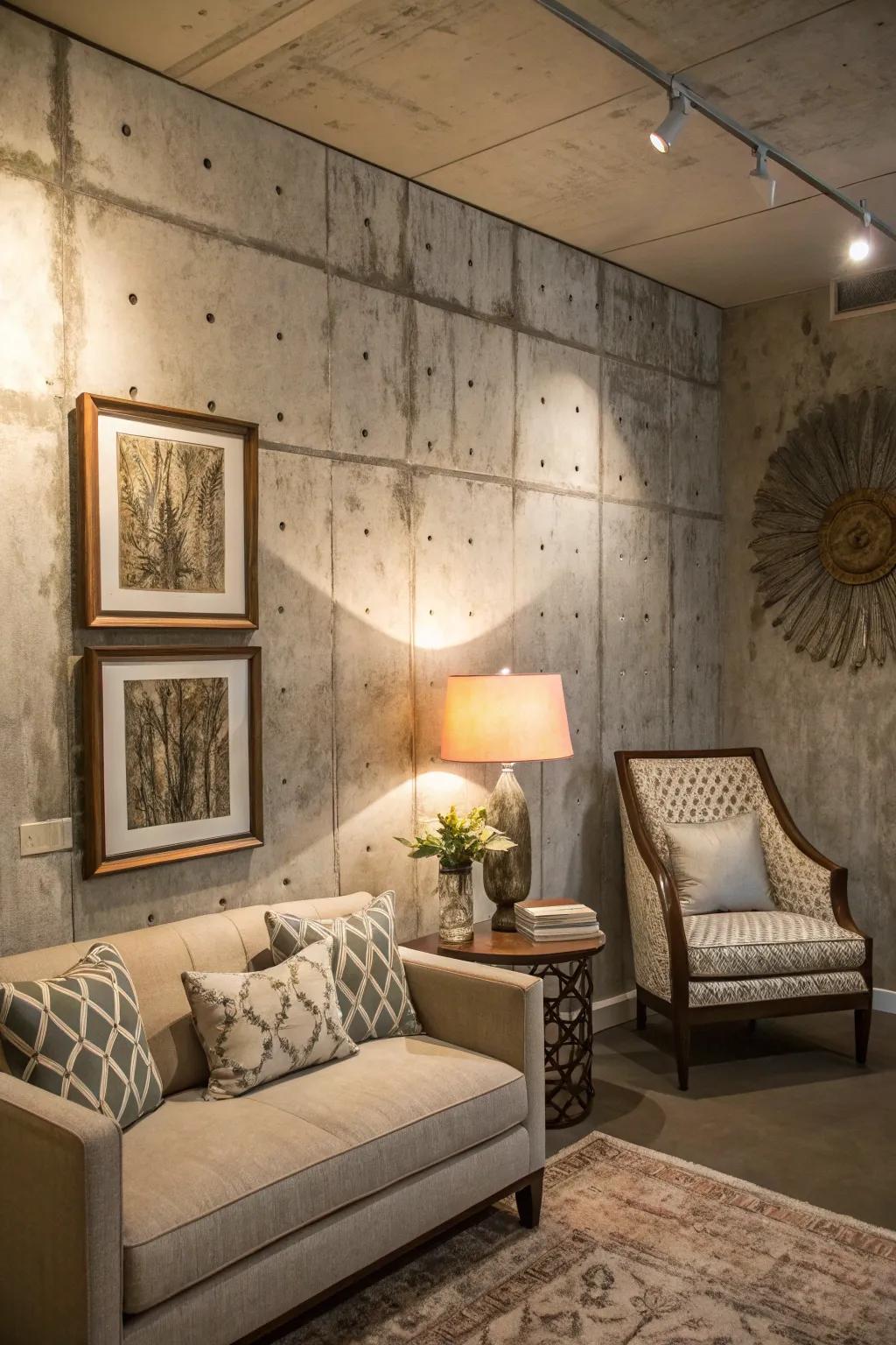 Pattern applications give unexpected beauty to concrete walls.