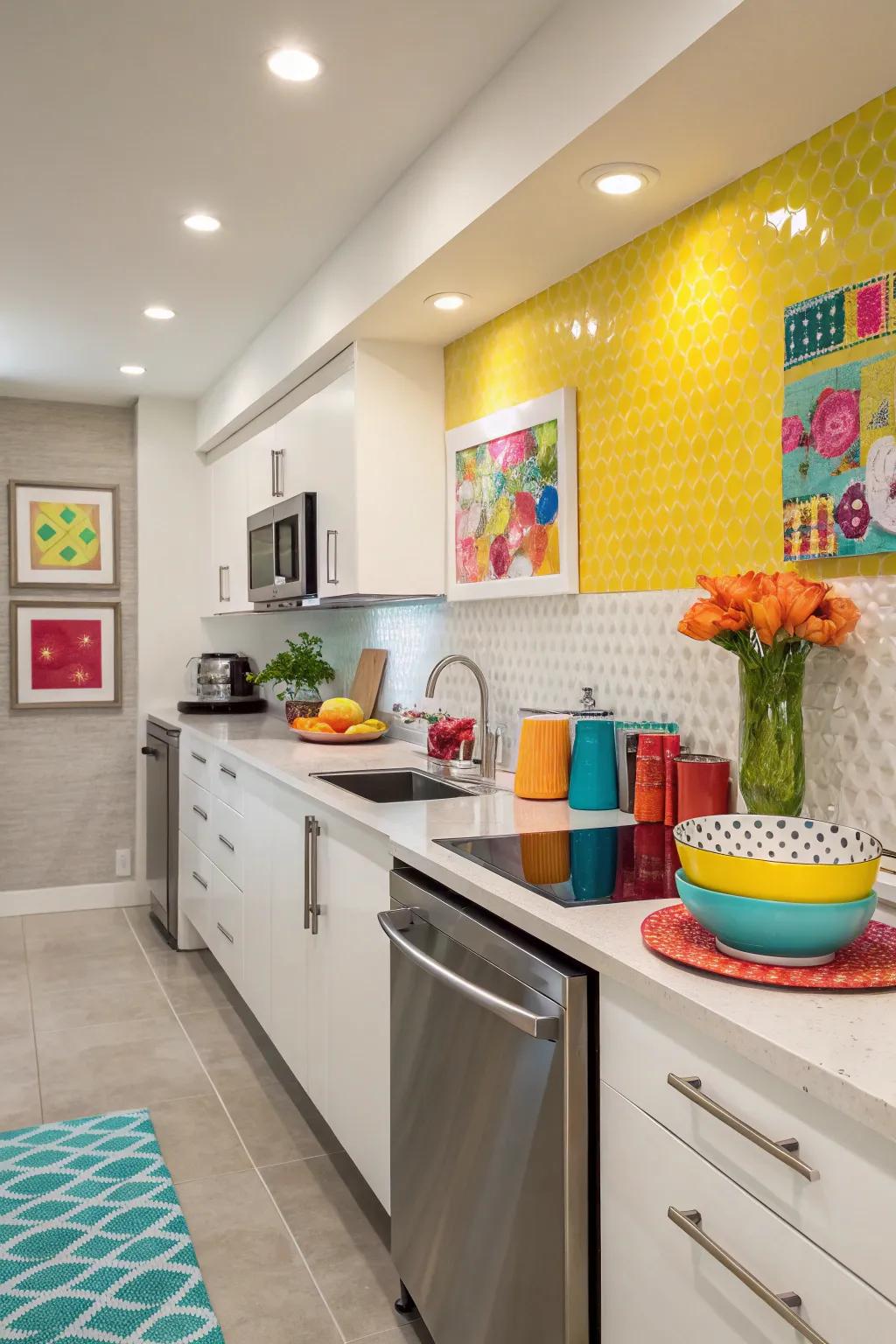 Unpredicted bursts of color add personality to your kitchen.