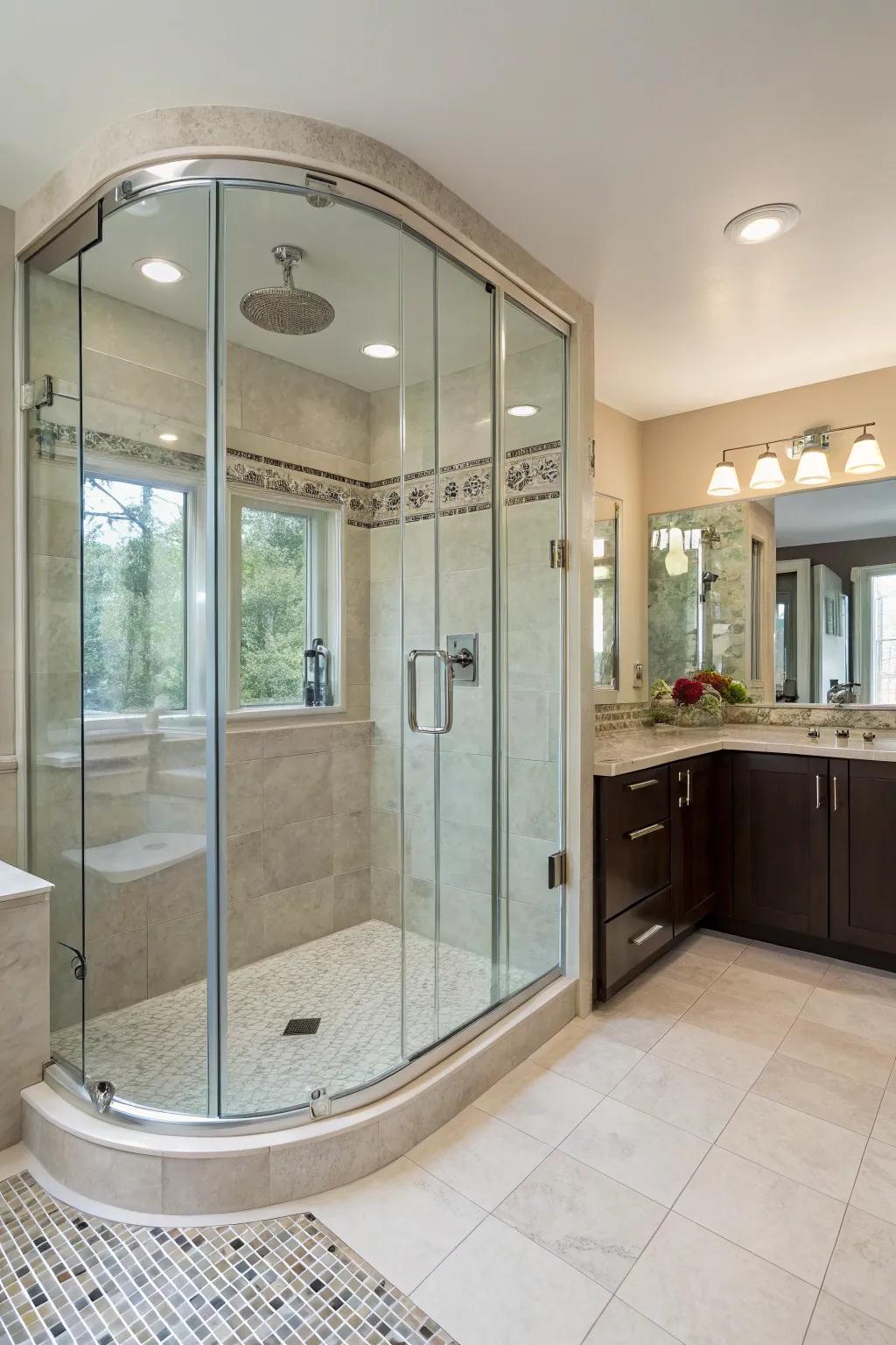 Introduce elegance through a rounded shower design.