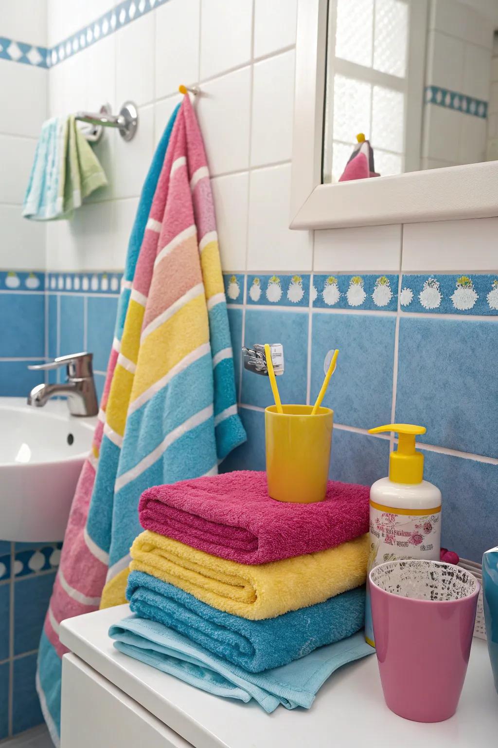 Splashes of color incorporating vibrancy to a cottage bathroom