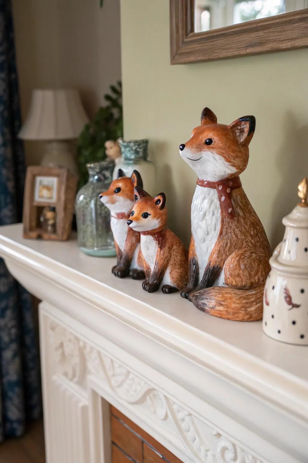 Playful statuettes infuse a storybook charm into your design.