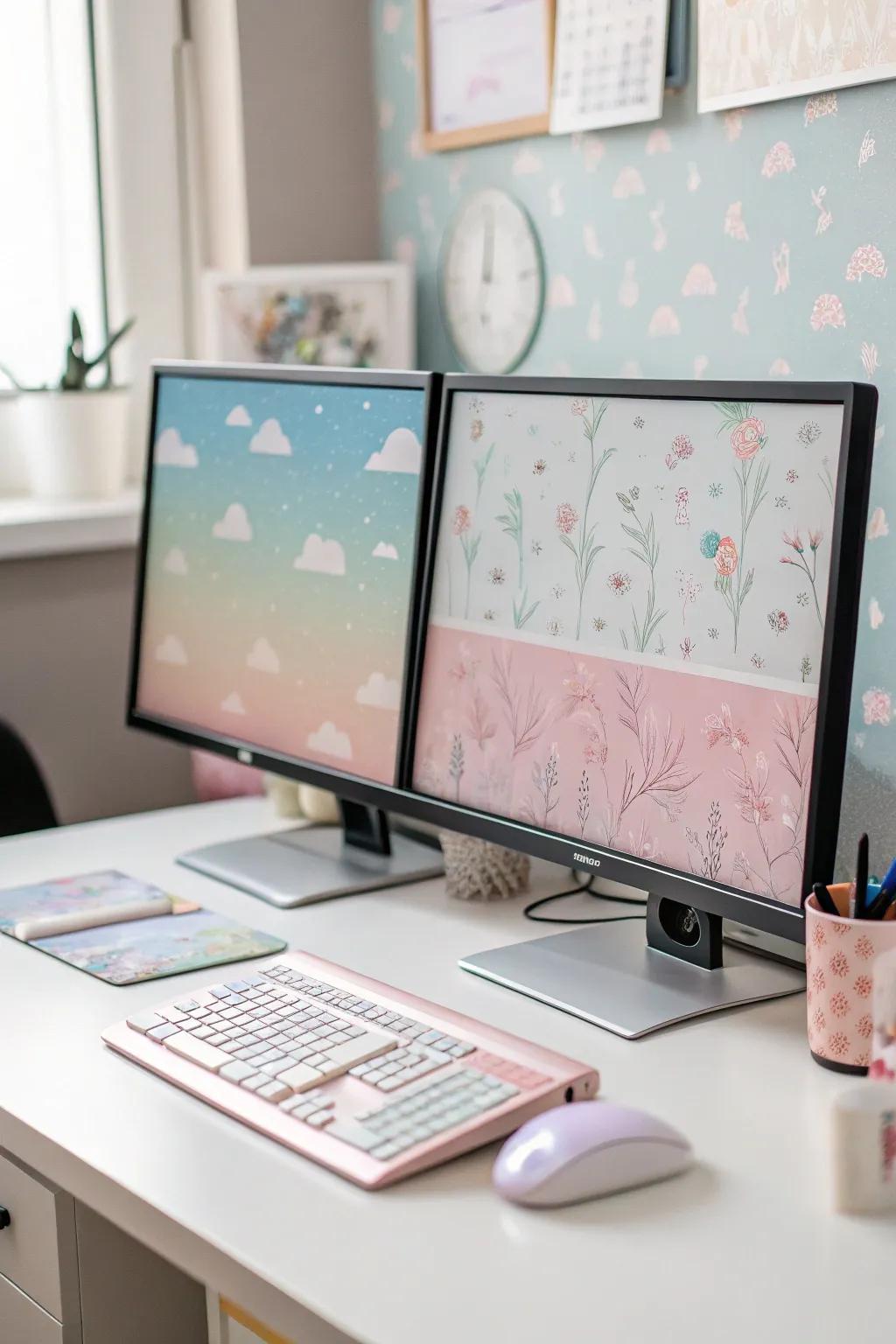 Dual monitors improve output and design.