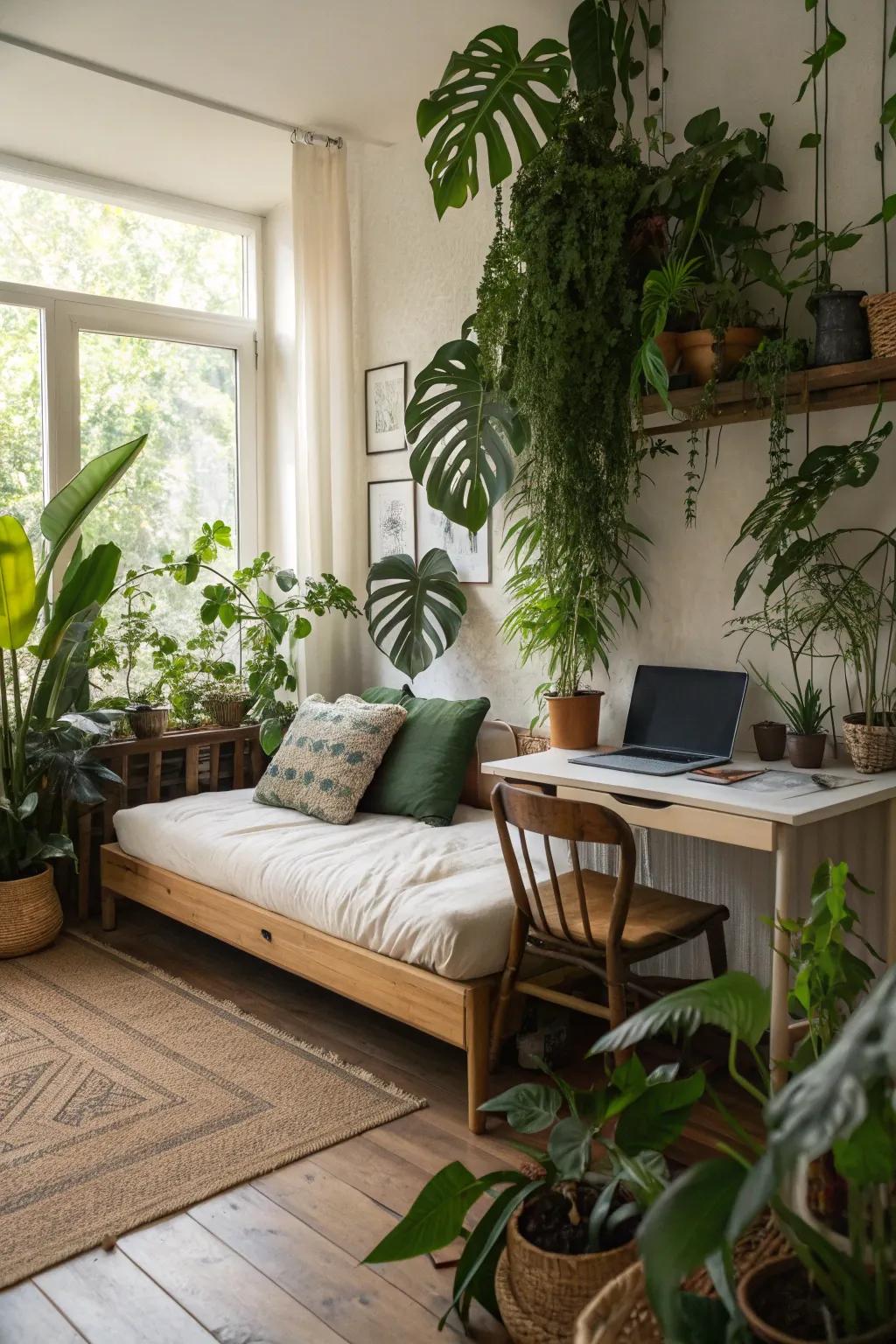 Plants introduce vitality and serenity to a multi-use space.