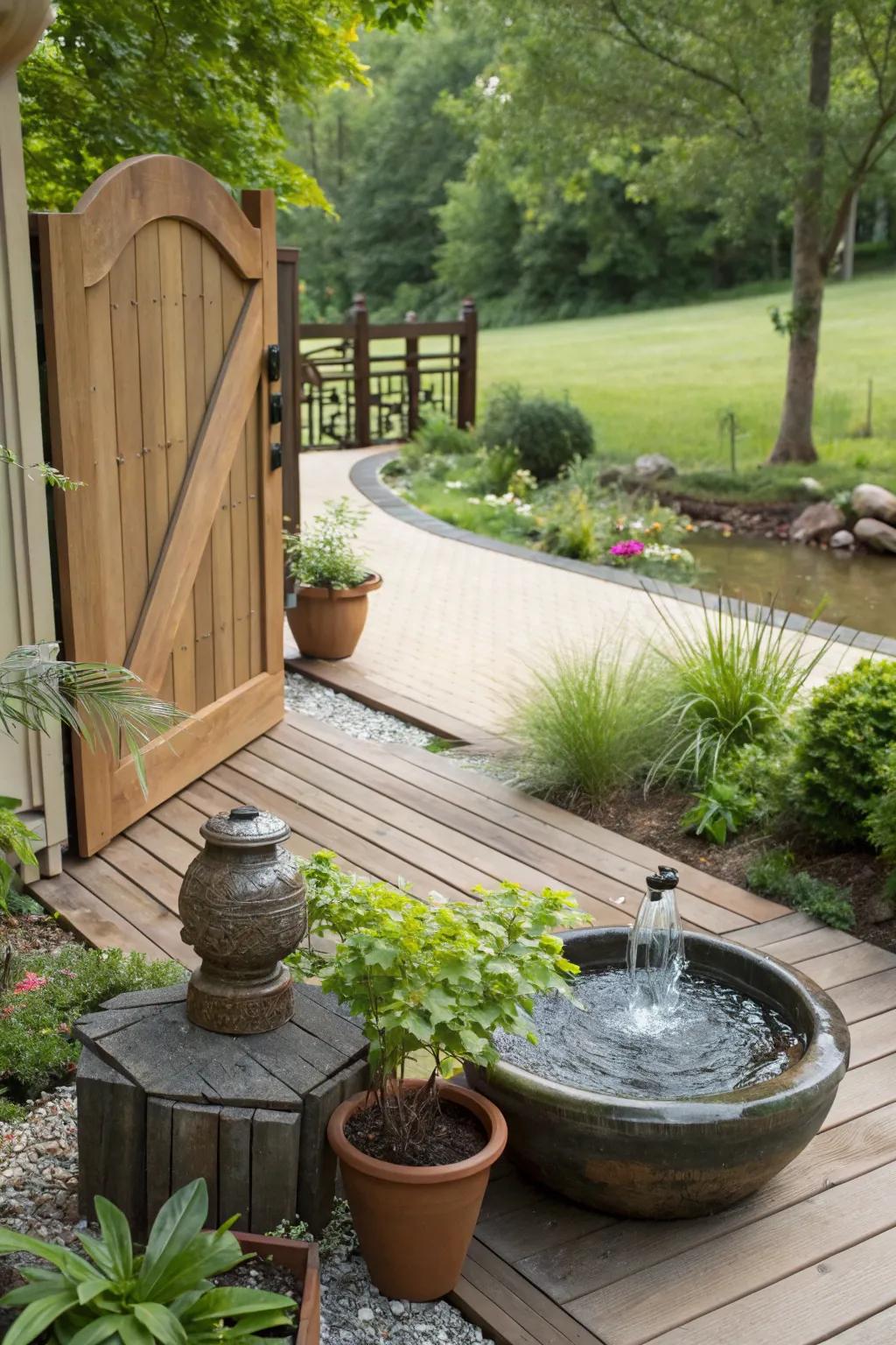 An aqua feature bestows serenity and allure upon your outdoor space.