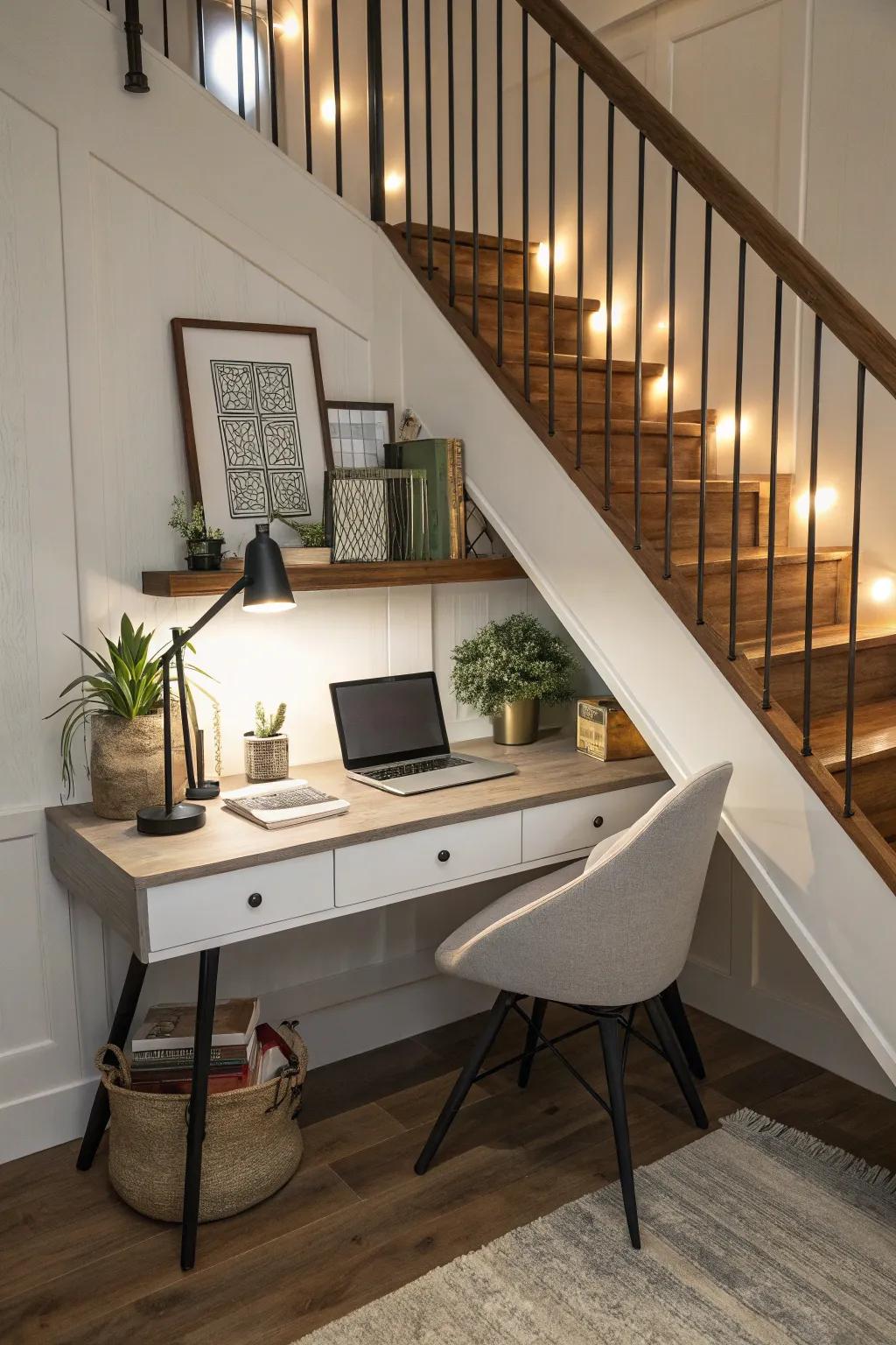 A niche workspace can be designed in confined areas.