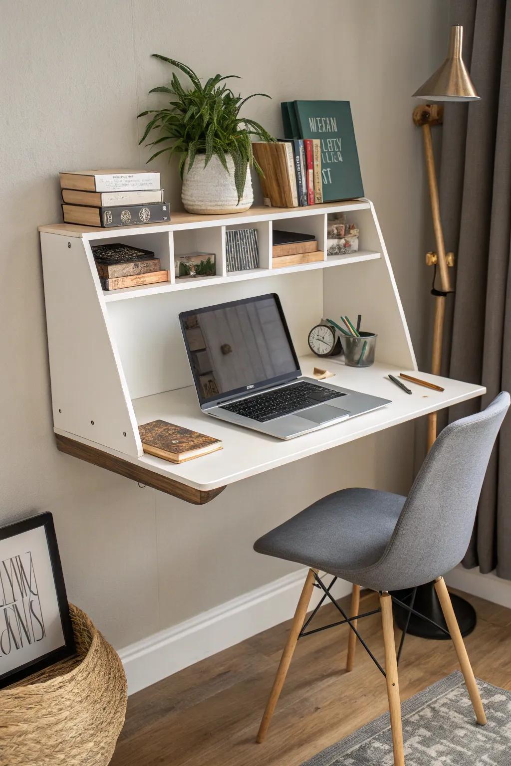 Floating desks: Stylish ways to save space.