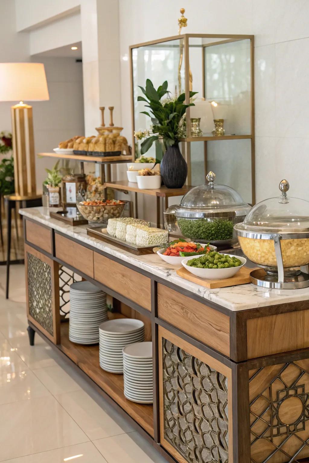 Stratified textures infuse depth and captivation into this buffet.