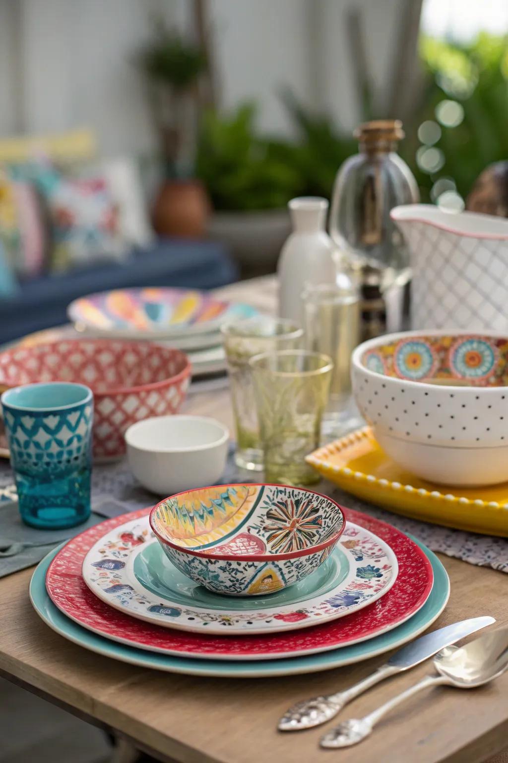 Blending and combining table items creates a playful and inventive design.