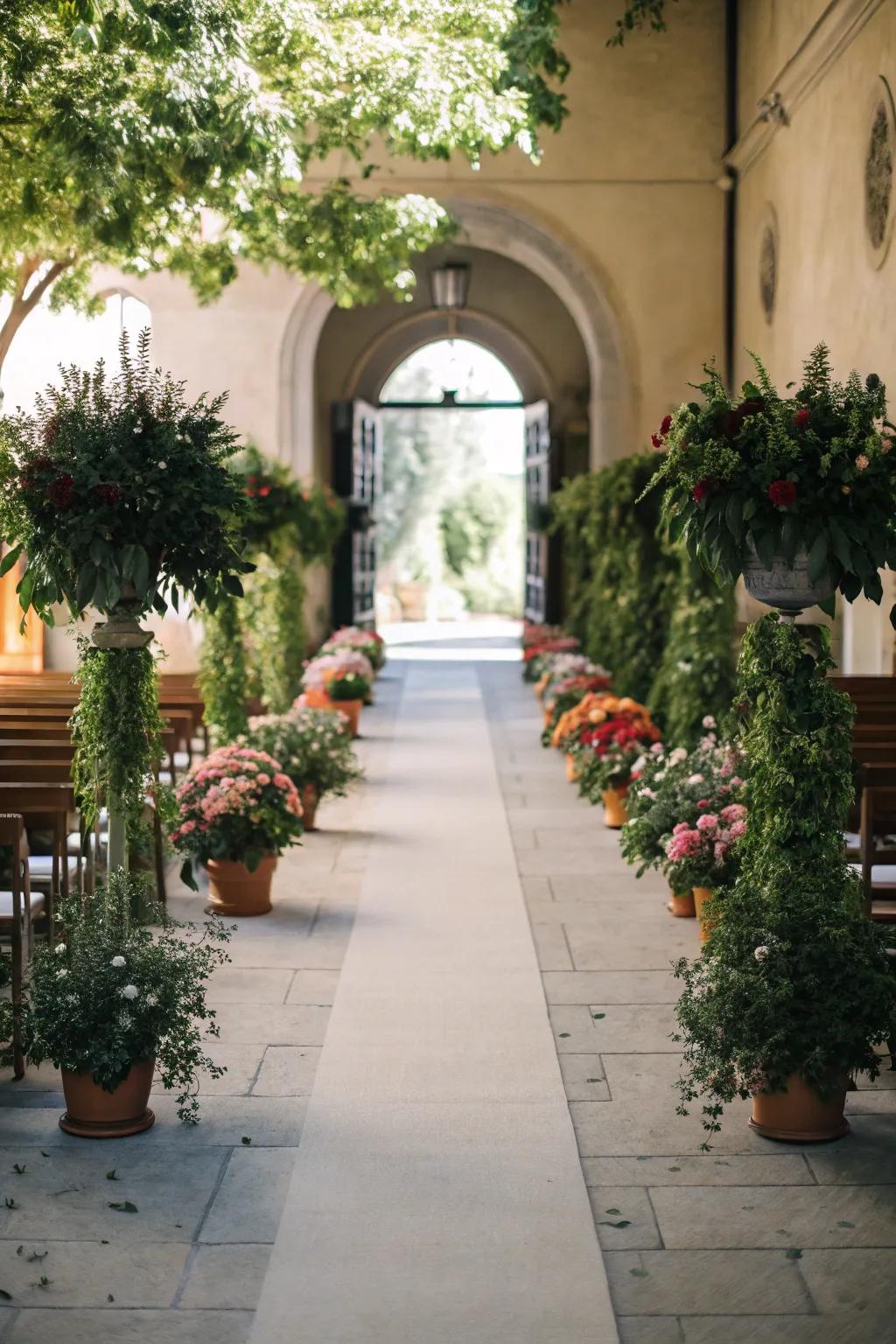 Encased flora presents an environmentally conscious and endearing processional ornamentation.