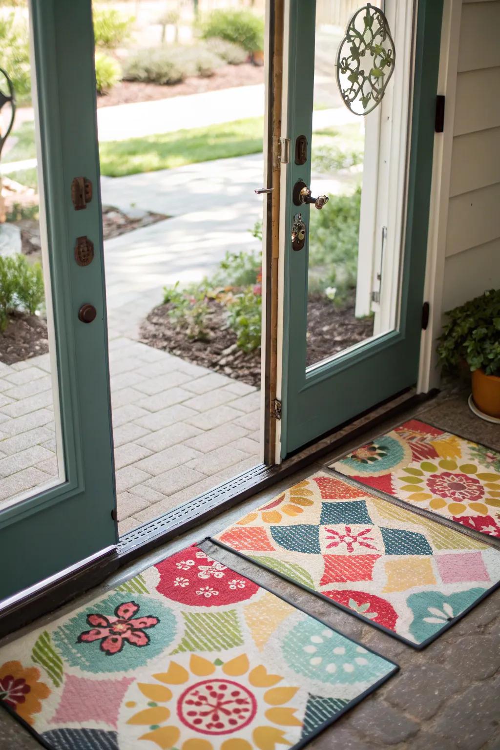 Playful designs on your door mats brings personality.