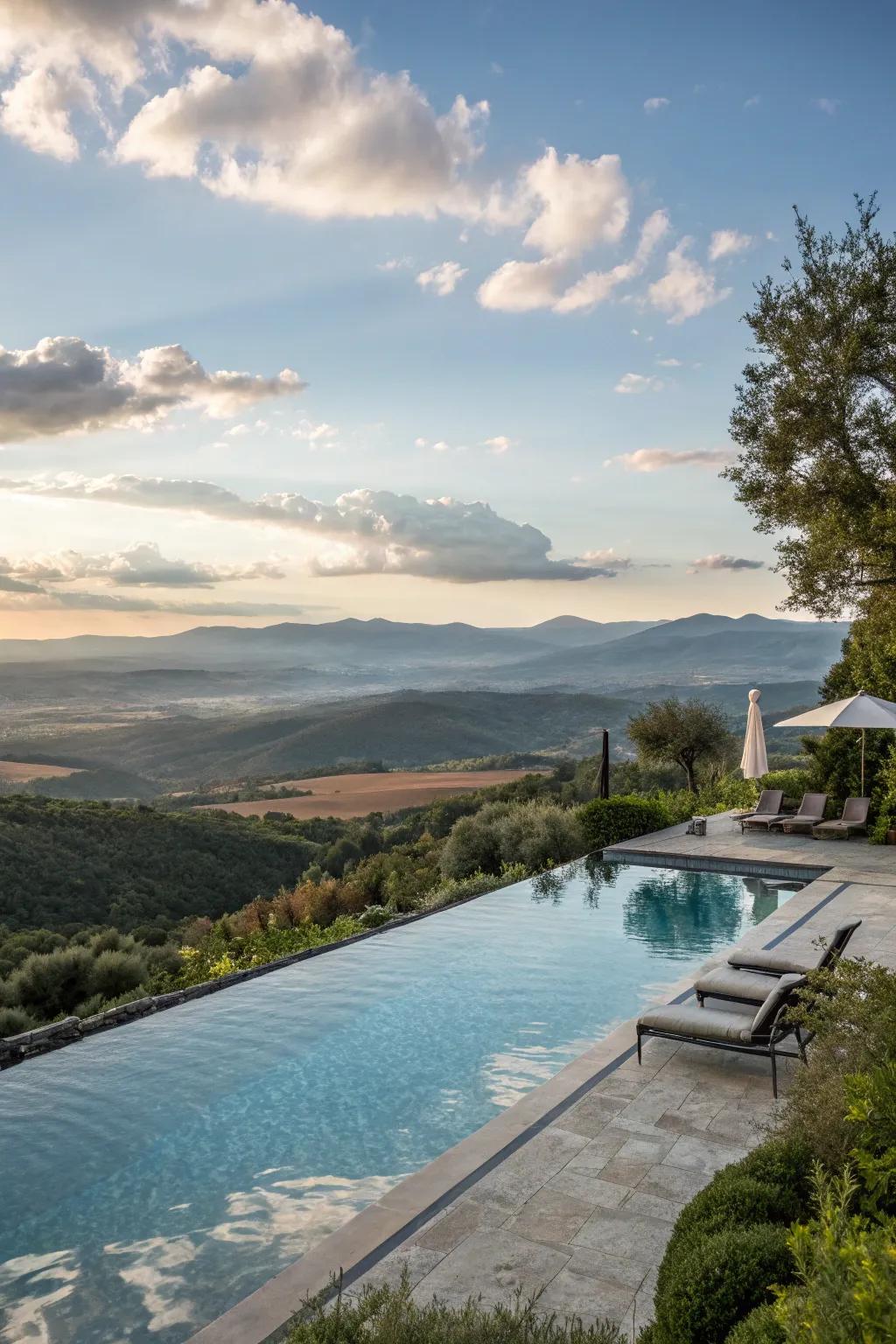 An endless perimeter pool featuring breathtaking landscapes.