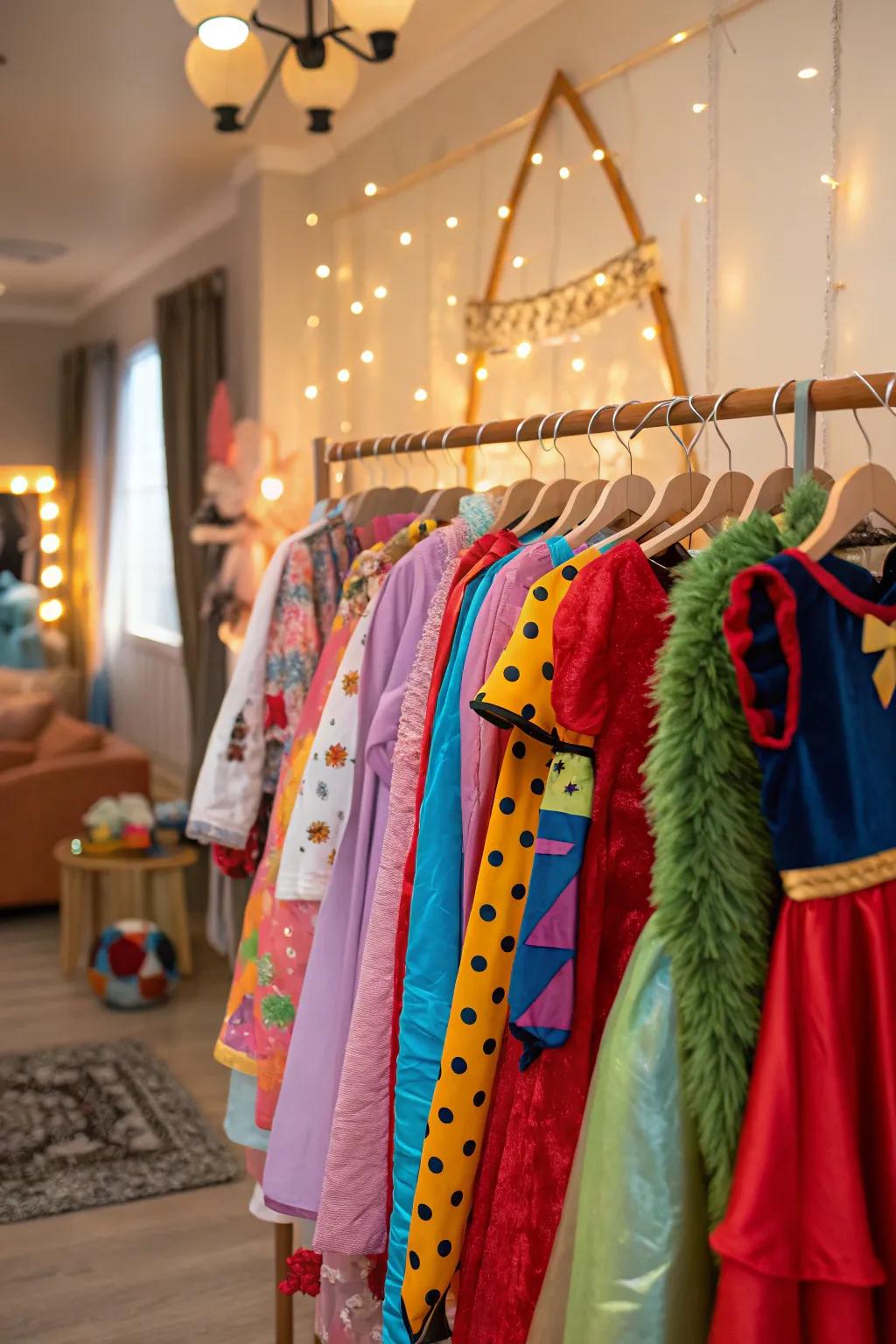 Velvet hangers hold costumes in place perfectly.