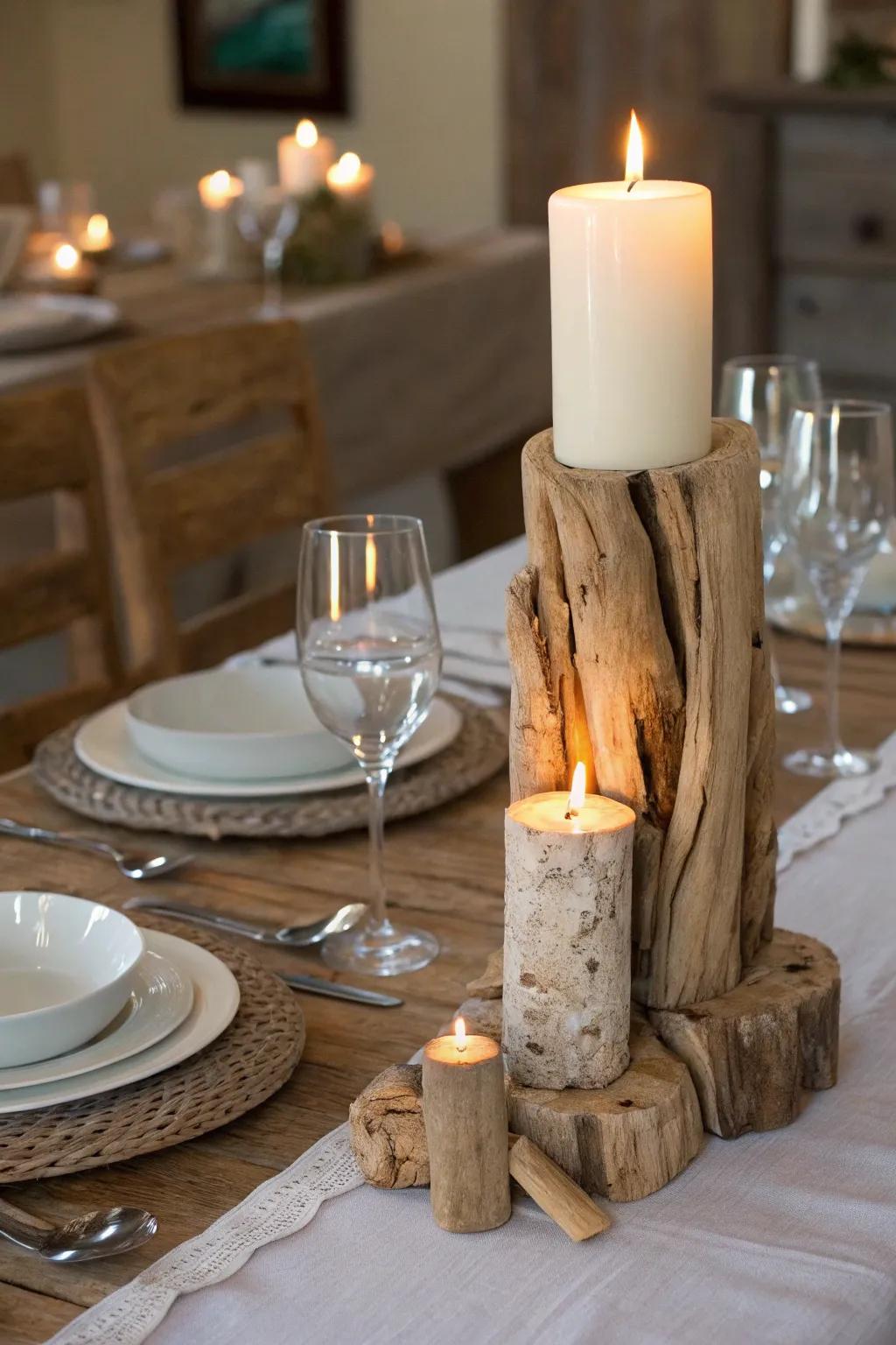 Timber light fixtures present countryside refinement.